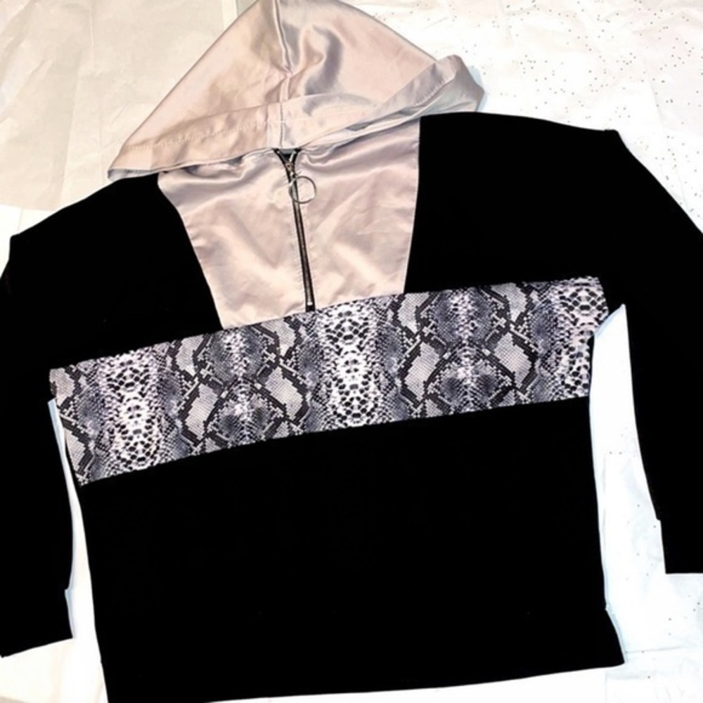 Boohoo Zara style colorblock hoodie windbreaker size 10  gently preloved - Picture 3 of 11